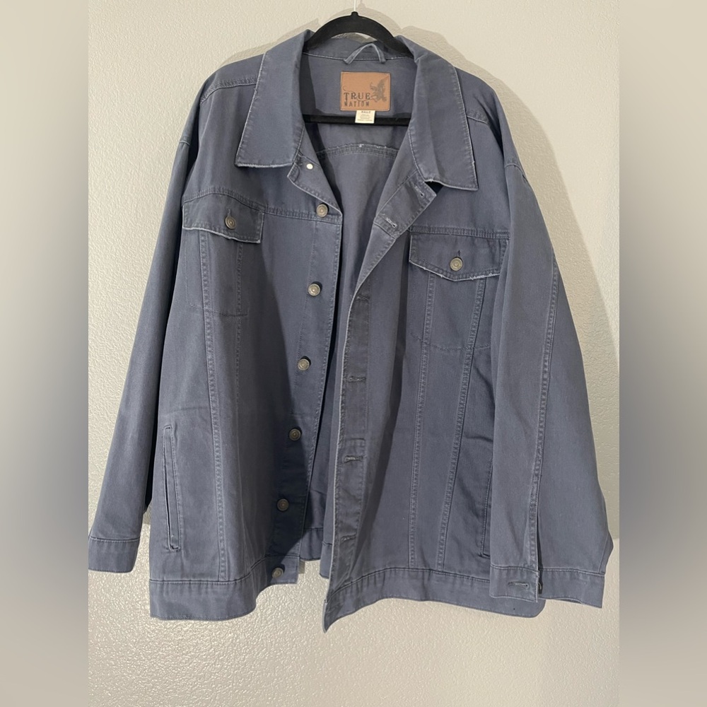 True nation-Size 3XLT- blue jean button up jacket